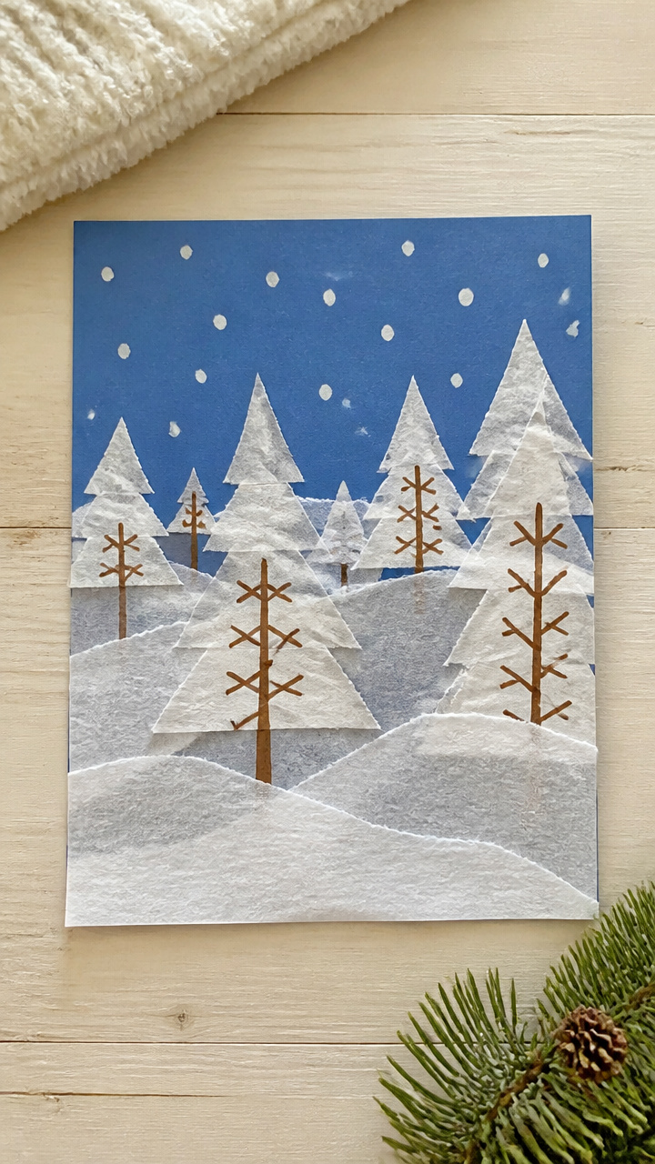 Torn Paper Snowy Forest