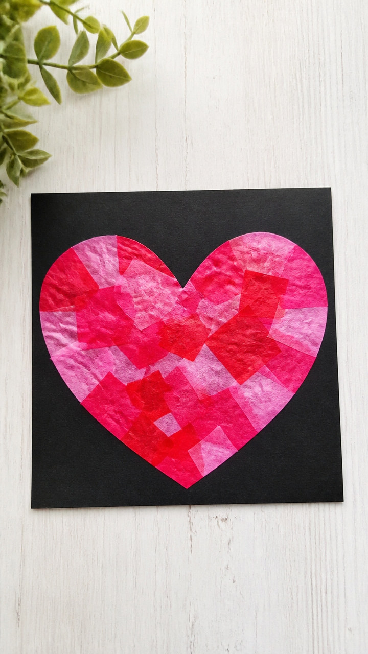 Tissue Paper Mosaic Hearts