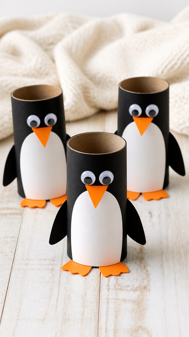Toilet Paper Roll Penguins
