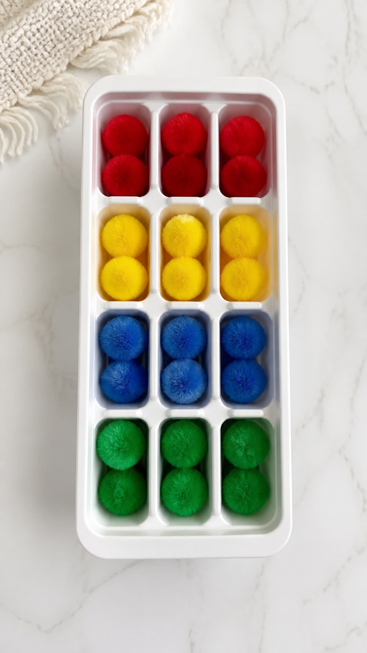 Pom-Pom Ice Cube Tray Sort