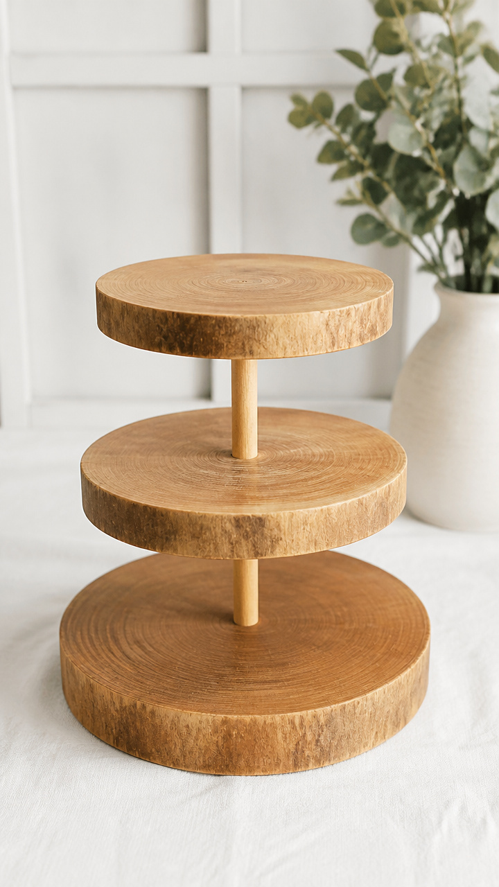 Wood Slice Tiered Tray Base