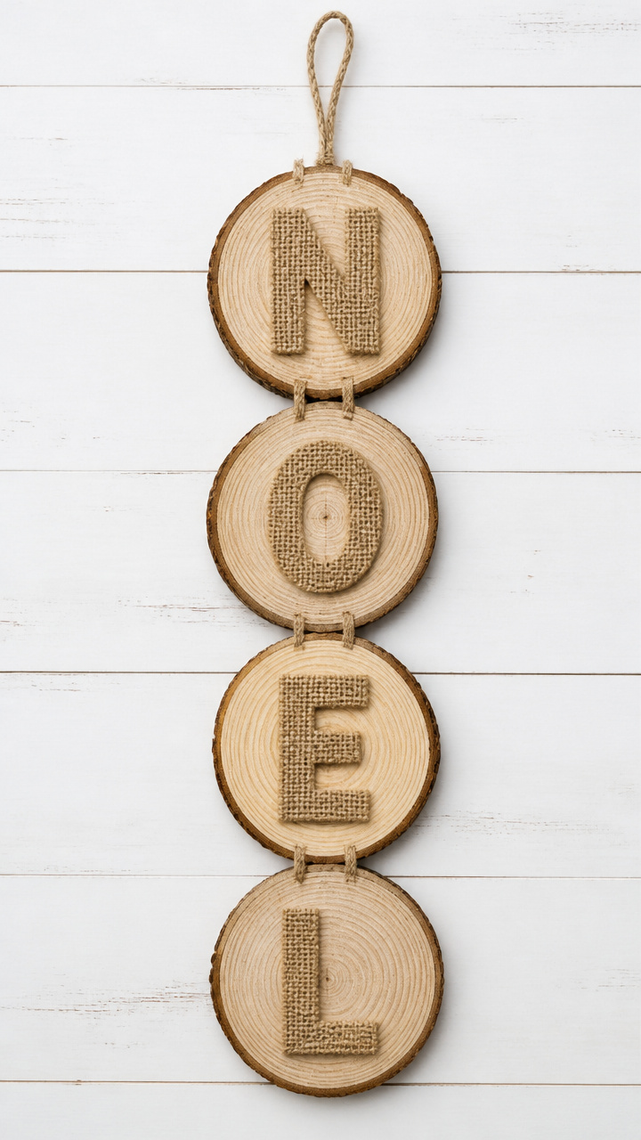 Wood Slice and Burlap Wall Art