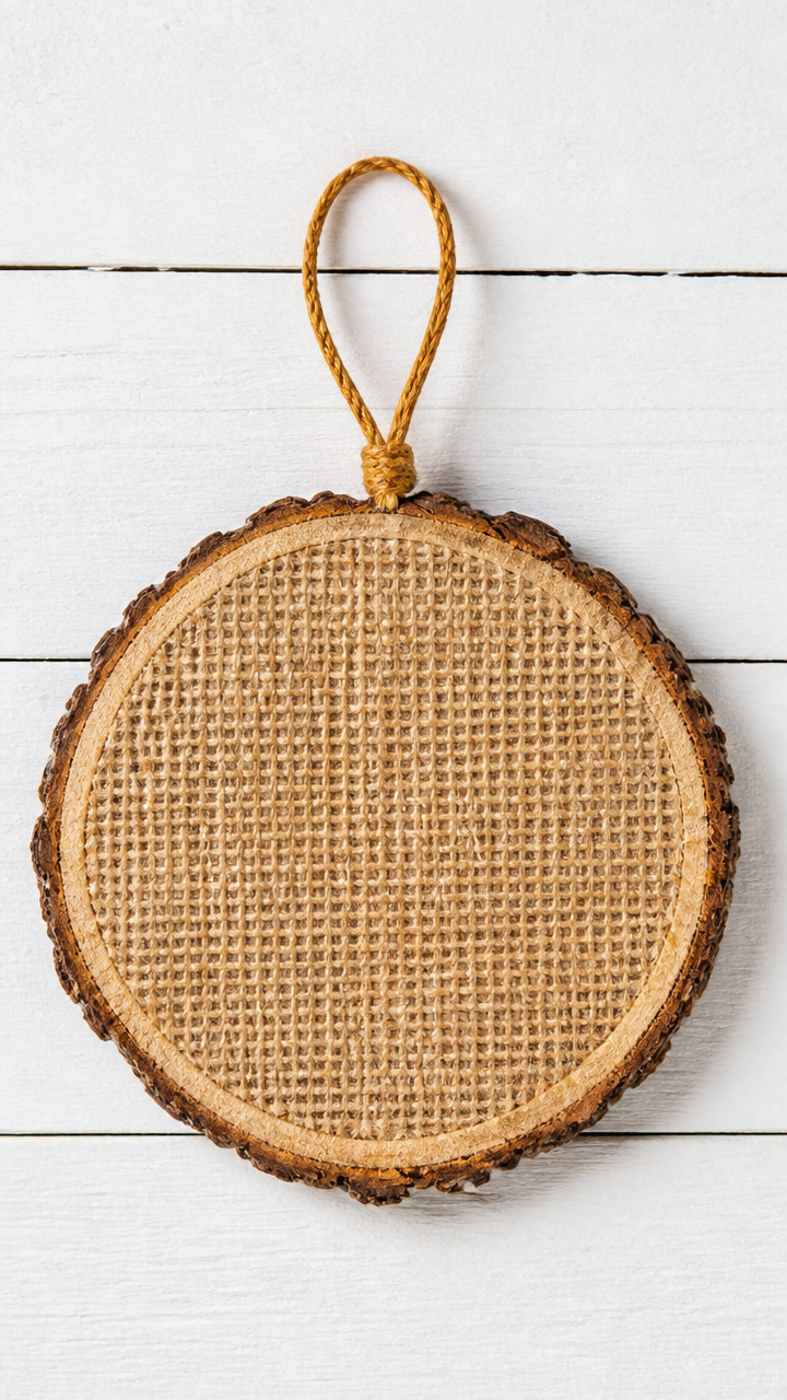 Burlap-Backed Wood Slice Plaque