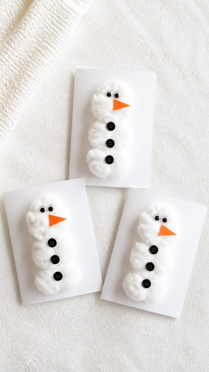 Cotton Ball Snowmen Cards