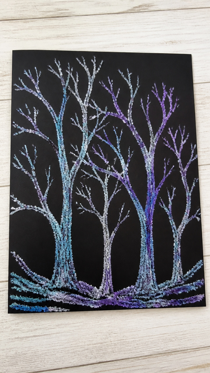 Salt Painting Winter Trees