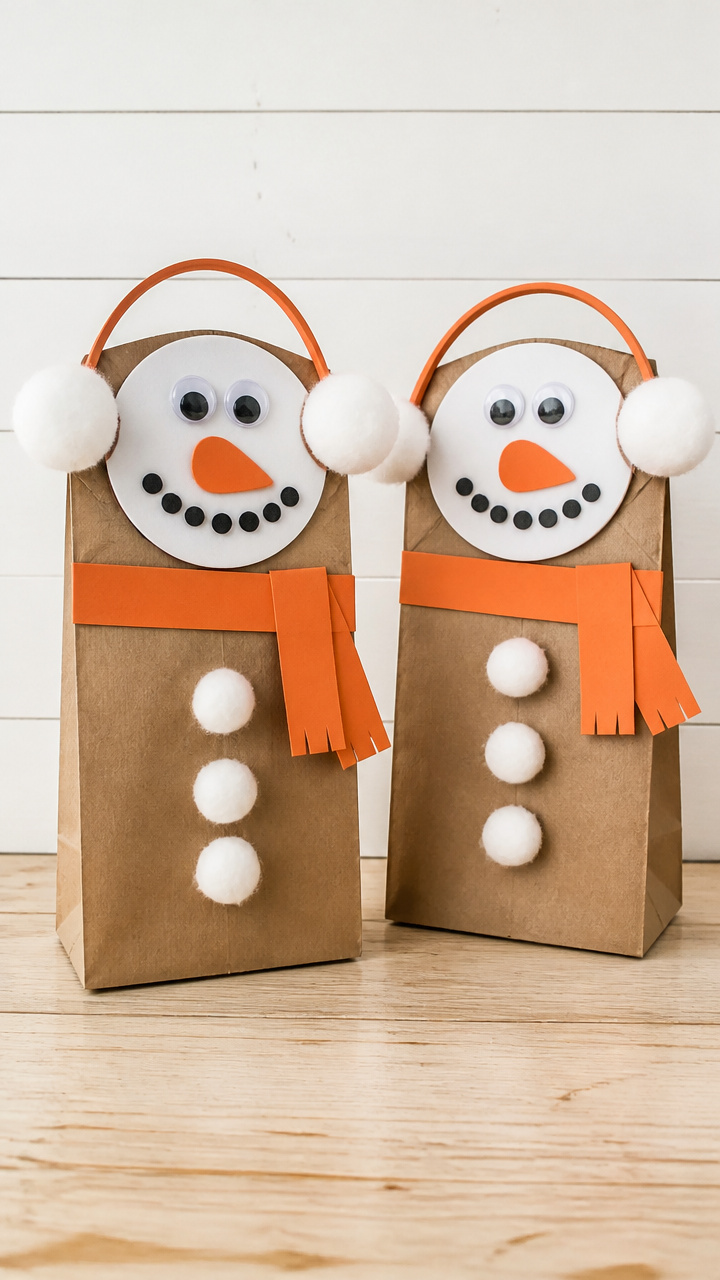 Paper Bag Snow Puppets