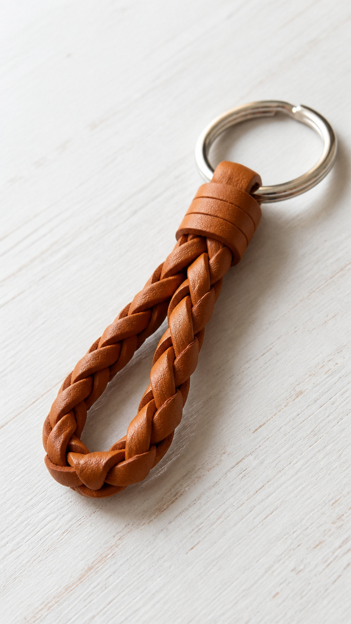 Braided Leather Keychain
