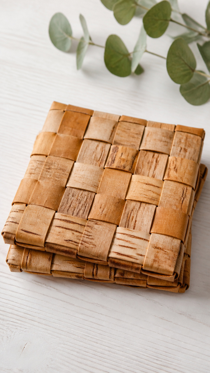 Woven Birch Bark Coasters