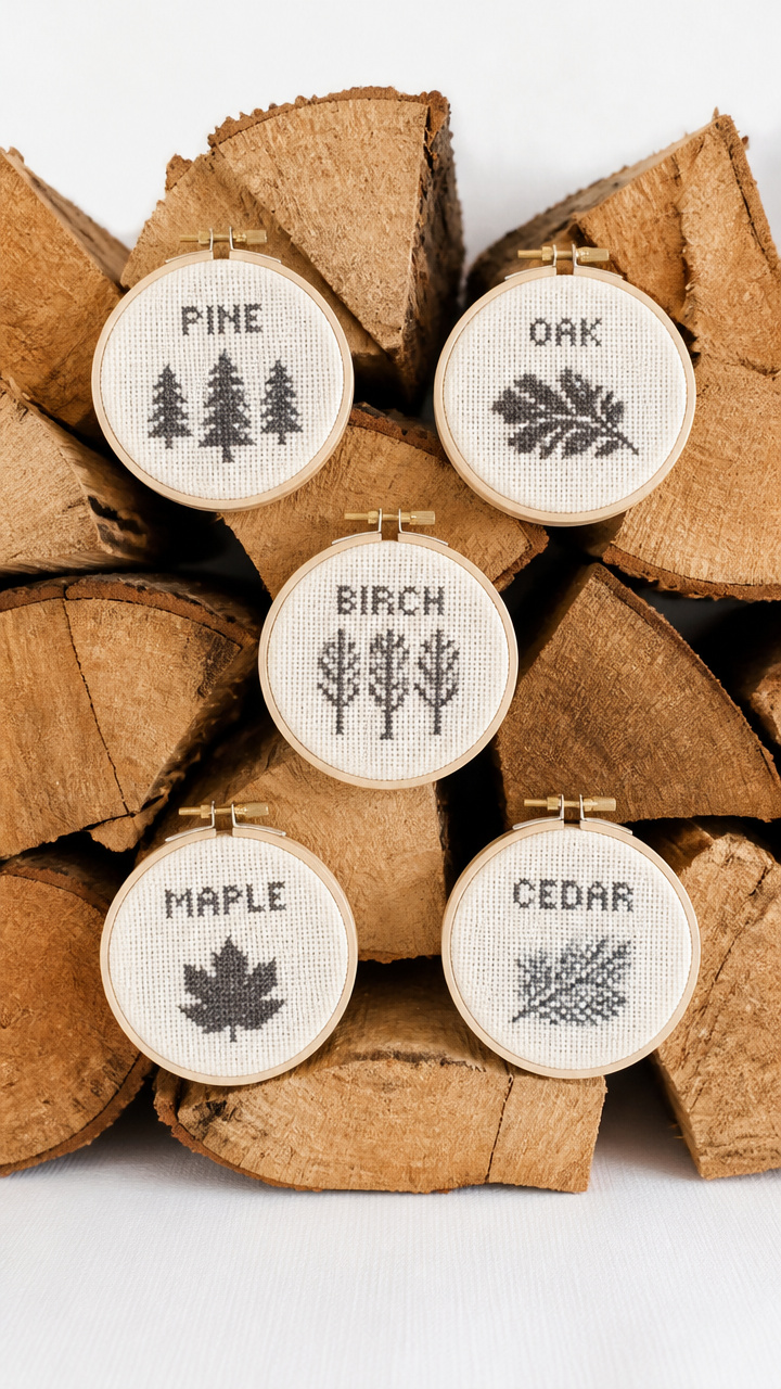 Cross-Stitch Firewood Labels