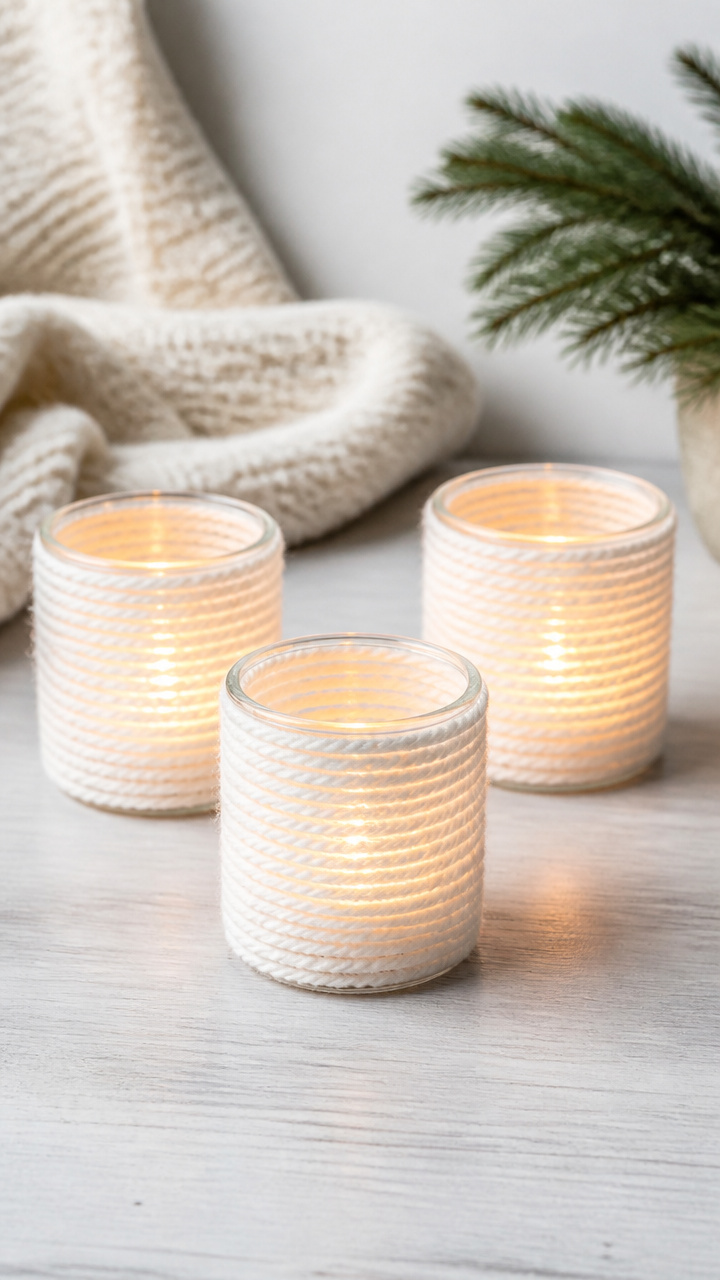 Yarn-Wrapped Votive Holders