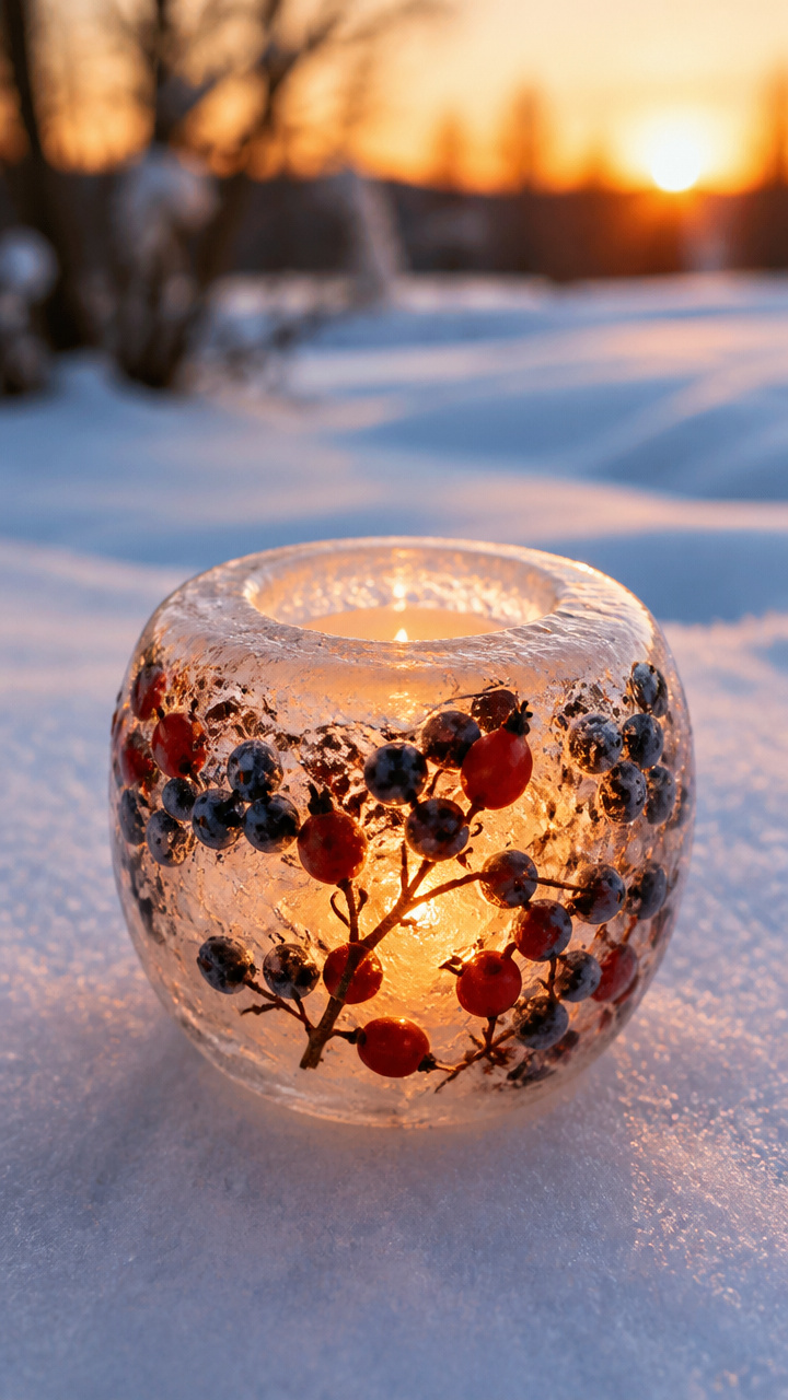 Ice Lantern with Berries