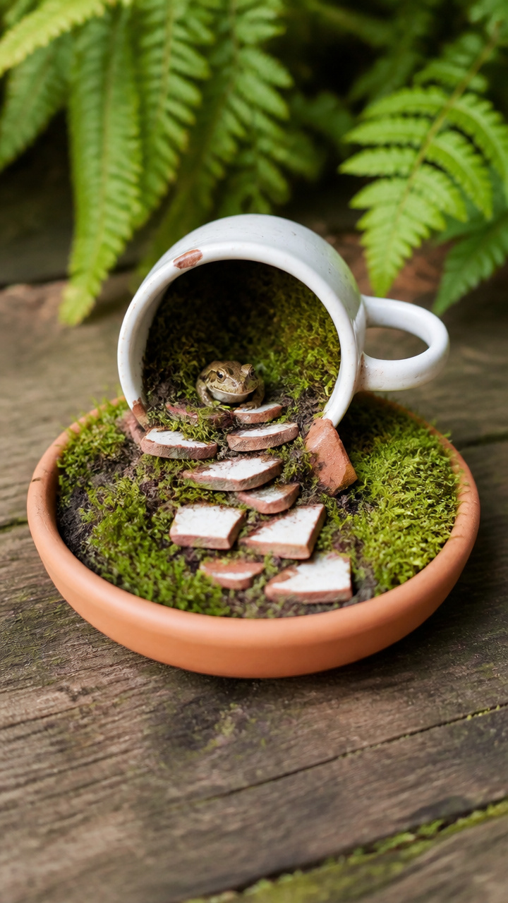 Chipped Ceramic Mug Toad Habitat