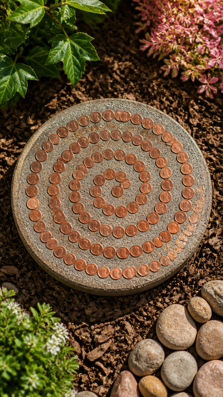Copper Penny Spiral Paver