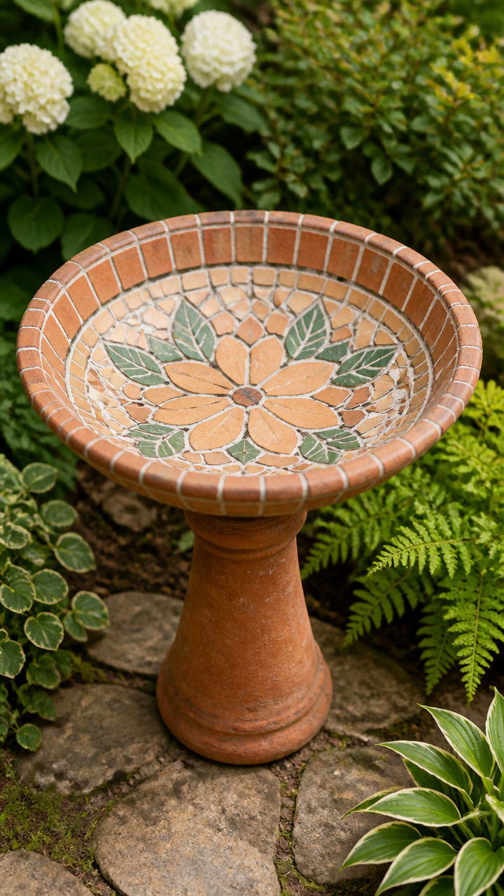 Mosaic Birdbath Basin