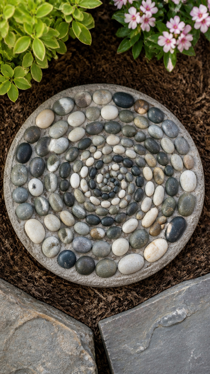 River Pebble Spiral Stone