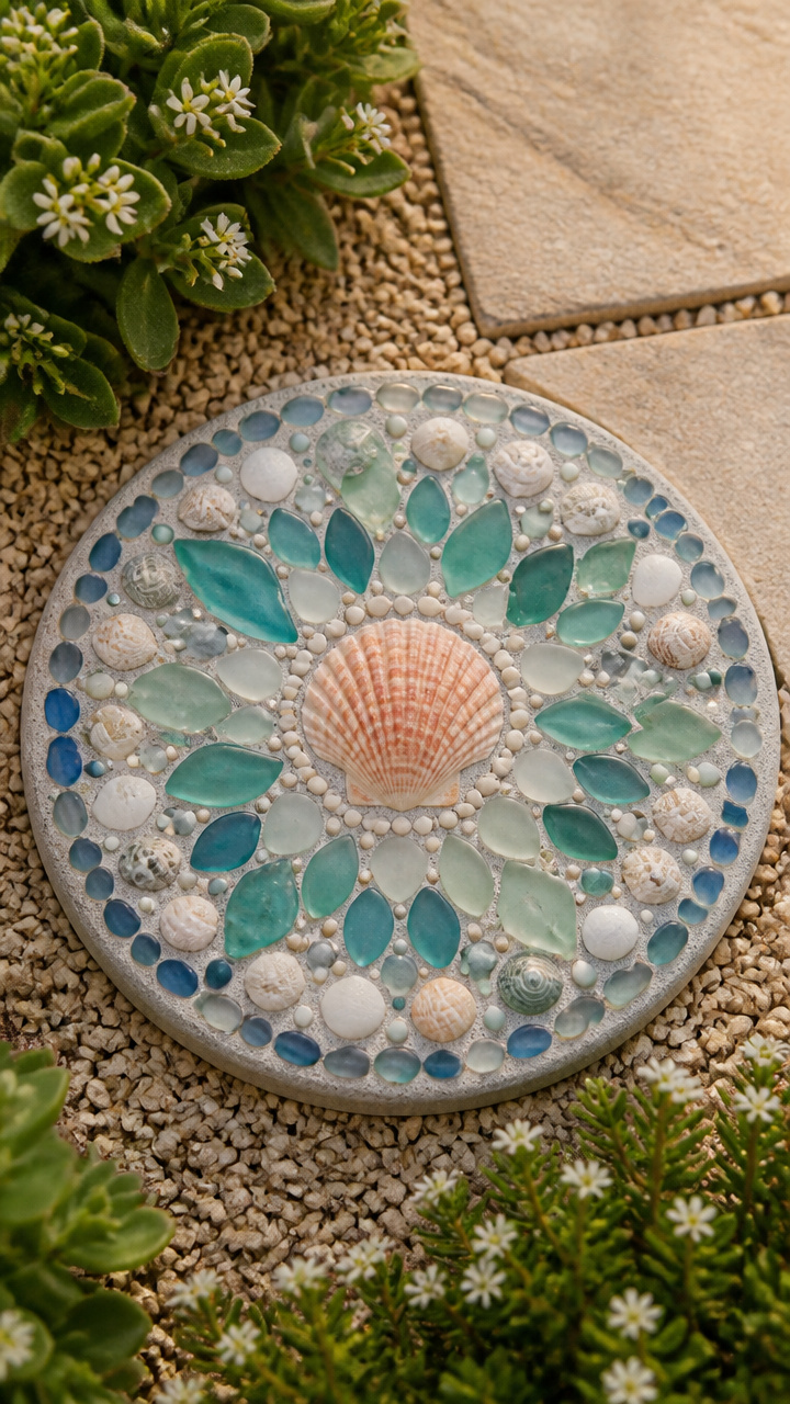 Sea Glass and Shell Mandala
