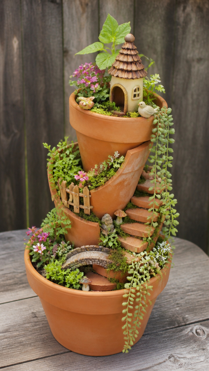 Tiered Fairy Garden Tower