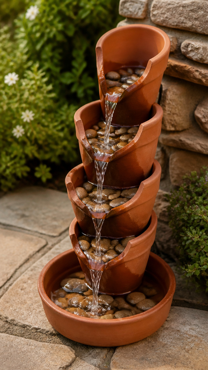 Tiered Water Spillway Fountain
