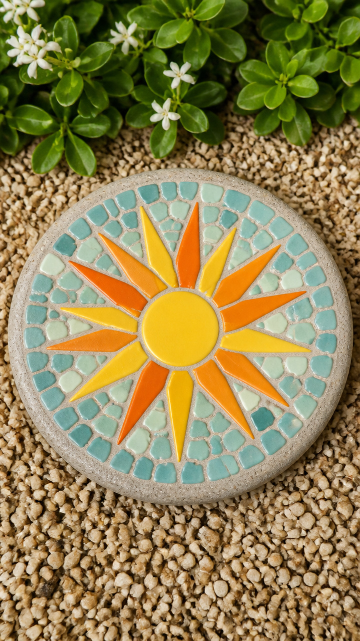 Tumbled Ceramic Tile Sunburst Stone